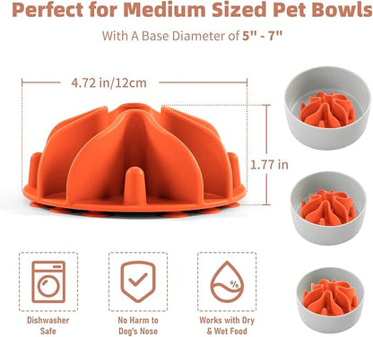 Jaoul Slow Feeder Dog Bowls Insert, Puzzle Slow Feeder Insert with 30 Octopus Suction Cups for Small Medium Large Size Dog Food Bowl (4.72 inch, Orange)