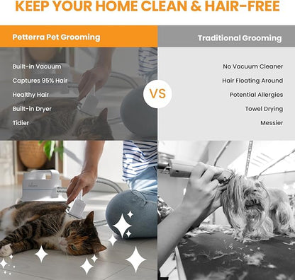 FurCare Pro 3-in-1 Grooming Kit with Vacuum Suction (99%), Dryer, and Professional Clippers. Includes Tools for Efficient Pet Grooming, 4L Dust Cup, Low Noise. Ideal for Dogs, Cats & More!