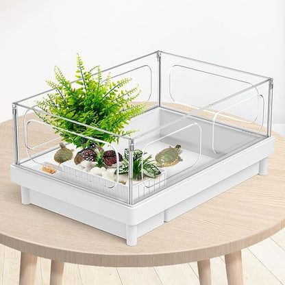 Moonorange Reptile Artificial Plants, Terrarium Plants Decorations Supplies, Aquarium Fish Tank Plants, Amphibian Habitat Hideout Tank Accessories(L Set-3pcs/E)