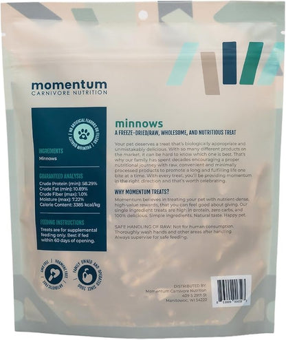Momentum Carnivore Nutrition Freeze-Dried Minnows Dog Treats & Cat Treats – Single-Ingredient, High-Protein, Grain-Free, Natural Whole-Fish Treat – Made in USA – 2 oz Bag