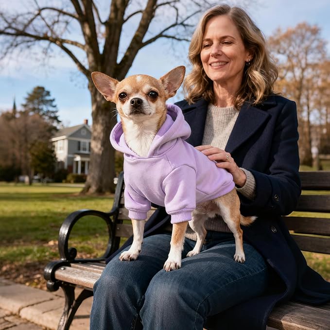 Idepet Pet Dog Hoodies Dog Clothes for Small Dogs Vest Chihuahua Clothes Warm Coat Jacket Autumn Puppy Outfits Cats Dogs Clothing(S,Purple)