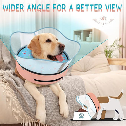 Supet Raised Inflatable Dog Cone Collar to Stop Licking, Soft Dog Cone Alternative After Surgery, Doggie Neck Donut Collar for Small Medium Large Dogs