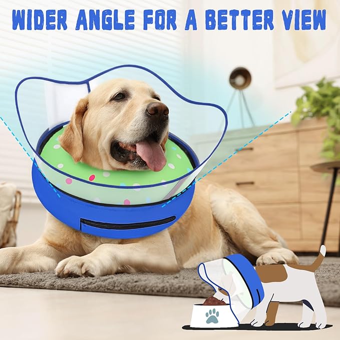 Elevated Inflatable Dog Cone Collar Alternative After Surgery, Dog Donut Collar, Soft Pet Cone to Stop Licking for Small Medium Large Dogs