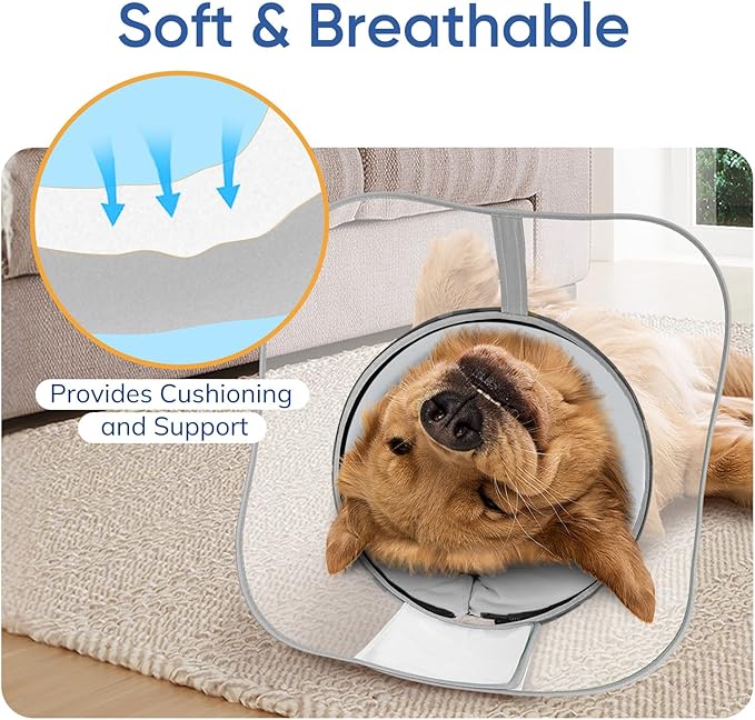 Supet Raised Sponge Dog Cone Collar Alternative After Surgery, Soft Dog Cone for Small Medium Large Dogs to Stop Licking, Pet Neck Donut Collar After Surgery