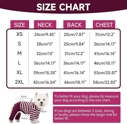 Winter Coat for Dogs - Warm Cotton Cold Weather Striped Round Neck Pajamas, Long Sleeves Jumpsuit, Color-Blocked Clothes for Small Medium Dogs, Onesie Anti Hair Shedding