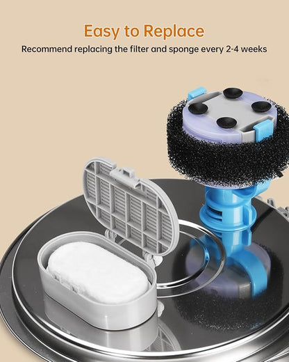 Cat Water Fountain Filter, Filters Replacement for 108Oz/3.2L&67Oz/2L&135Oz/4L Stainless Steel Pet Water Drinking Fountain, Dog Indoor Water Dispenser Fountain Carbon Filter (8 Filters & 8 Sponges)