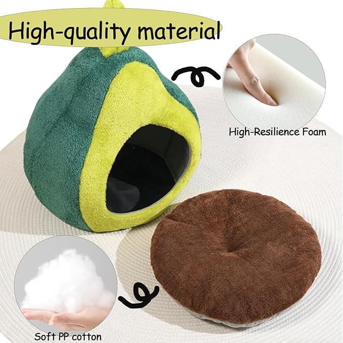 Cat Bed for Indoor Cats - Adorable Cozy Avocado Cat Cave with Removable Cushion, Super Soft Pet House Tent for Kittens & Small Pets, Warm & Washable Non-Slip Design