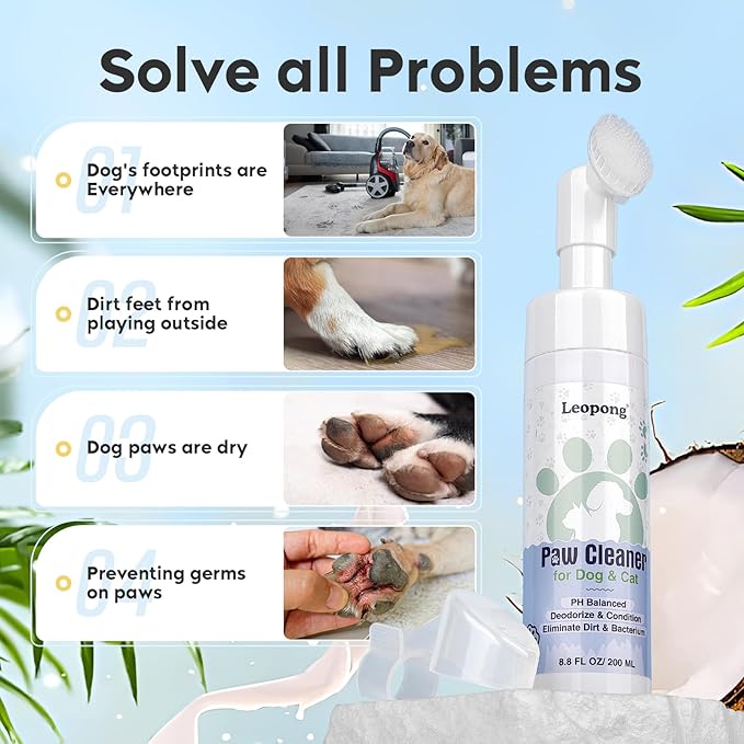 Dog Paw Cleaner,Dog Paw Wash Care for Dogs Large Medium Small XL Breed,2 Pack Waterless Foam with Silicone Scrubber, Dogs Cats Feet Paw Cleaner