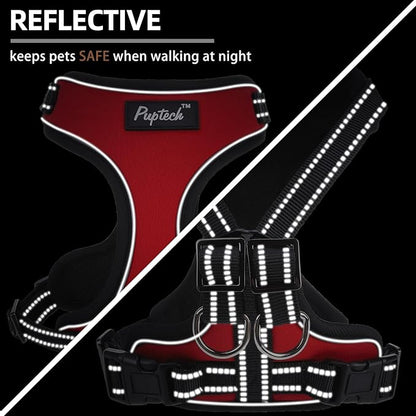PUPTECK Dog Harness and Leash Set Small Sized, Adjustable Reflective Escape Proof Puppy Vest, No Pull Walking Harness Easy Control
