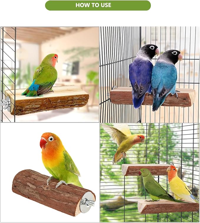 Parrot Cage Perch, Flat Wooden Platform for Birds Parrots Rats Small Animals(2 Packs)