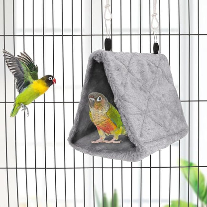 Wontee Bird Nest House Warm Bird Bed Hanging Hammock Snuggle Hut for Budgies Parakeets Caique Senegal Quaker Parrots Cockatiels Conures (Grey)