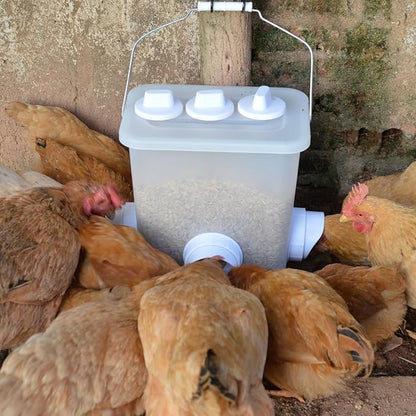 Automatic Chicken Feeder Chicken Feed Container Hanging Chicken Feeder Rainproof Poultry Feeder Bucket (Frosted)