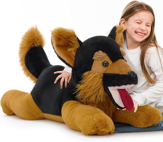 MaoGoLan 28 inches Large German Shepherd Stuffed Animal,Realistic and Fluffy Dog Plush Hugging Pillow,Adorable Puppy Plushie Gift for German Shepherd Lover