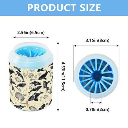 Dog Paw Cleaner Cups for Dogs Pets Foot Washer Paw Scrubber for Medium Small Cats Dogs Cleaning Cup Beige Whales Concha and Seashell