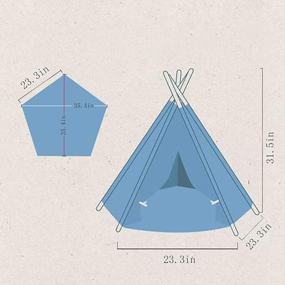 Cat Teepee Tent Bed,Outdoor Indoor Dog House,Portable Washable Pet Tent for Small Dogs with Cushion,Inside Pet Teepee for Small Medium Animals (White&Black, M)