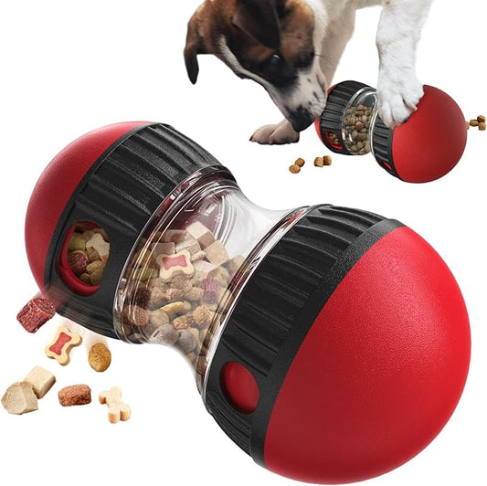 Interactive Dog Puzzle Toy - Mental Stimulation Rolling Treat Dispenser Ball & Slow Feeder Bowl Combo Set | Keeps Your Beloved Dog Focused & Busy | Large Adjustable Treat Dispenser