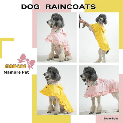 MAMORE Dog Raincoats, Waterproof Dog Rain Jacket with Clear Hood, Adjustable Reflective Lightweight Breathable Pet Rain Poncho for Small Medium Large Dogs (Pink, Large)