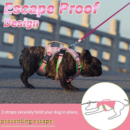 BELPRO Multi-Use Support Dog Harness, Escape Proof No Pull Reflective Adjustable Vest with Durable Handle, Dog Walking Harness for Big/Active Dogs (Pink, L)