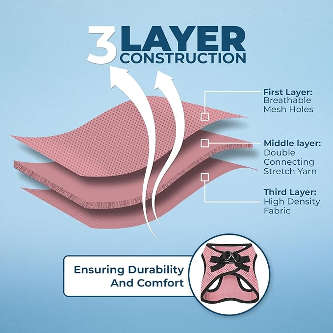 Voyager Step-in Air All Weather Mesh Harness and Reflective Dog 5 ft Leash Combo with Neoprene Handle, for Small, Medium and Large Breed Puppies by Best Pet Supplies - Pink Base,M