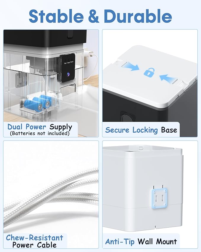 Large Dog Automatic Feeder with Camera: 12L/50 Cups Home Smart Dog Feeder for 20 Days Feeding - Anti-Clog with 20mm Wide Chute for Big Breed Owner