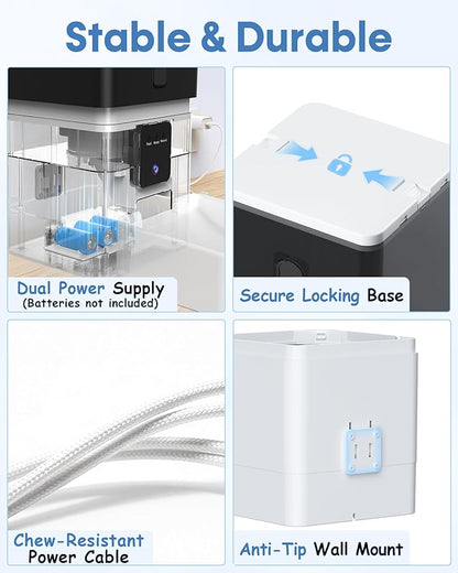 Large Dog Automatic Feeder with Camera: 12L/50 Cups Home Smart Dog Feeder for 20 Days Feeding - Anti-Clog with 20mm Wide Chute for Big Breed Owner