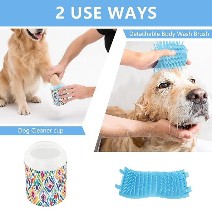 Dog Paw Cleaner Cups for Dogs Pets Foot Washer Paw Scrubber for Medium Small Cats Dogs Cleaning Cup Watercolor Pop Art