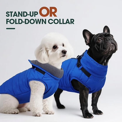 Kuoser Dog Jacket, Warm Dog Coat with Harness Built in for Small Dogs, Puppy Winter Jacket Pet Clothes for Cold Weather, Windproof Doggie Winter Vest for Chihuahua Yorkie, Blue XS