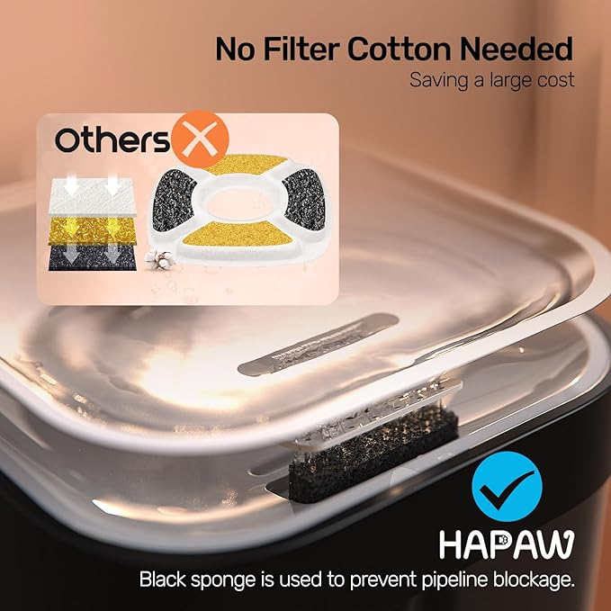 Cat Water Fountain, Wastewater Separation & No Filter Cotton, Pet Water Dispenser with 101oz/3L Large Capacity Tank, Wireless Automatic Water Fountains for Cats Indoor Cat Watering Supplies