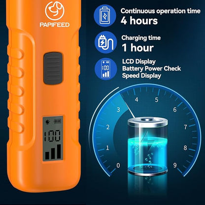 PAPIFEED Dog Nail Grinder Professional Pets, 3-Speed Electric Quiet Dog Nail Grinder, Rechargeable Dog Nail Trimmers - with 2 LED Lights/2 Grinder Wheels, for Small, Medium, Large Dogs (Orange)