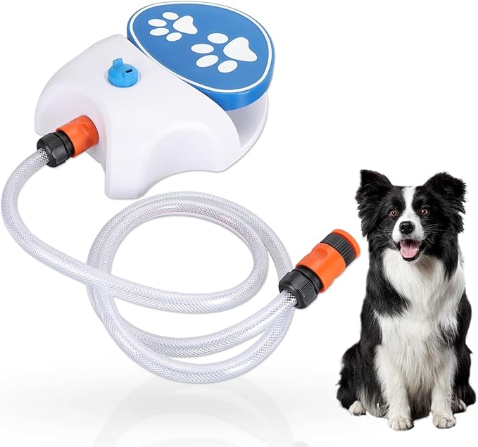 Gugxiom Outdoor Pet Water Fountain, Step On Dog Water Fountain, Dog Water Toy, Water Dispenser System for Fresh Water