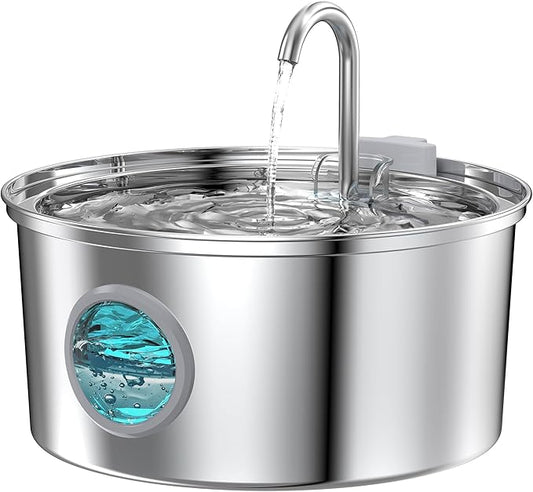 Cat Water Fountain Stainless Steel: Cat Fountain for Drinking - 108oz/3.2L Pet Water Fountain for Cats Indoor - Quiet Water Fountain for Cats - Faucet Pet Fountain - for Small and Medium-Sized Pets