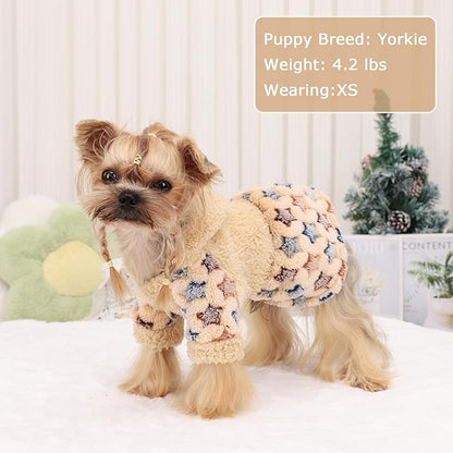 Dog Hoodie Dog Sweater Winter Puppy Clothes for Small Dogs Boy Girl Pet Hoodies Cold Weather Doggie Coats Fall Doggy Sweatshirt for Chihuahua Yorkie Cat Sweater Costume, Khaki, M