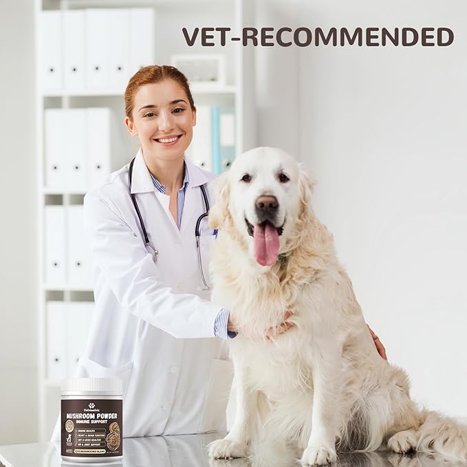 Turkey Tail Mushroom for Dogs, Organic 10 Mushroom Blend for Lumps and Bumps, Dog Herbal Supplements Probiotic with 50% β-Glucan, Joint Gut Immune Skin Support-60 Day Supply