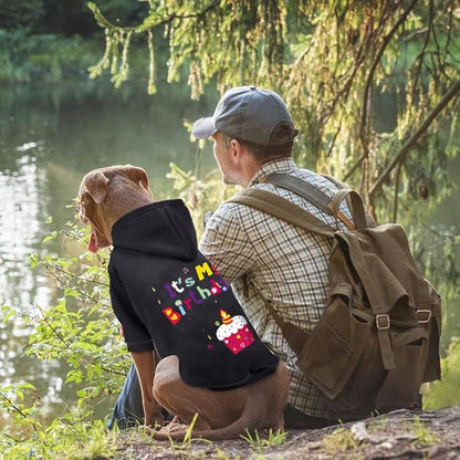 GreenJoy Dog Sweater Dog Hoodie Cold Weather Coat Hooded Sweatshirt for Puppies,Cats, Small Medium Large Dogs (Black(It's My Birthday), Small)