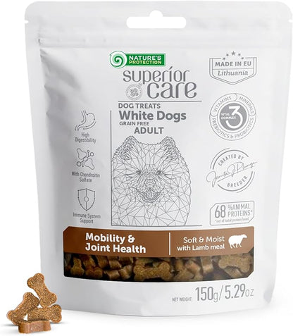 Nature's Protection Grain Free Low Calorie Dog Treats - Training Treats for Small, Medium & Large Breed Adult Dogs with Light Fur (Superior Care - Lamb, 5.29 oz)