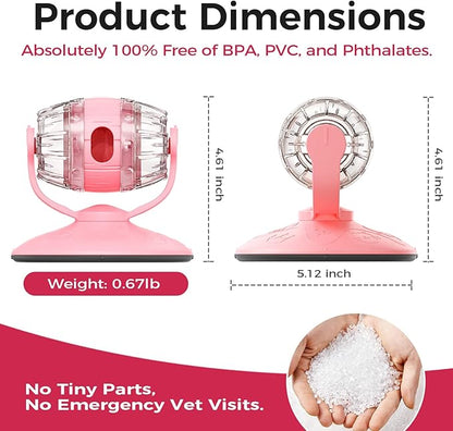 LAZYSEAL Cats Slow Feeder 4.6" High Cat & Dog Dry Food Dispenser Toy with Wine Barrel Spinner, Treat Dispenser for Boredom & Anxiety Relief, IQ Training for Small/Medium Pets (Pink)