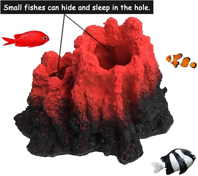 S-Lifeeling Tank Decoration Volcano Ornament Aquarium Decorations Volcanic Stone for Fish Tank (L)