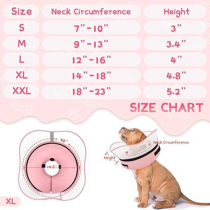 Supet Raised Inflatable Dog Cone Collar to Stop Licking, Soft Dog Cone Alternative After Surgery, Pet Neck Donut Collar for Small Medium Large Dogs