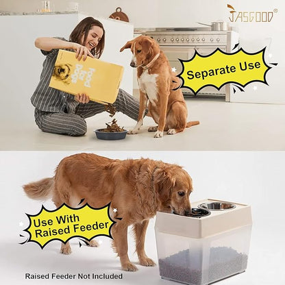 JASGOOD Largr Dog Slow Feeder Bowl - Reduce Slip Puzzle Bowl for Elevated Diners - Dark Gray, Fit Opening 8.9"-9.25"