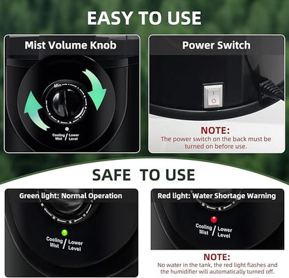 Coospider 3.8L Reptile Fogger Mister, Quiet Reptile Humidifier for Reptiles Tank, Terrarium Humidifiers with Extended Tube, Automatic Reptile Misting System for Reptiles Amphibians Herps Vivarium