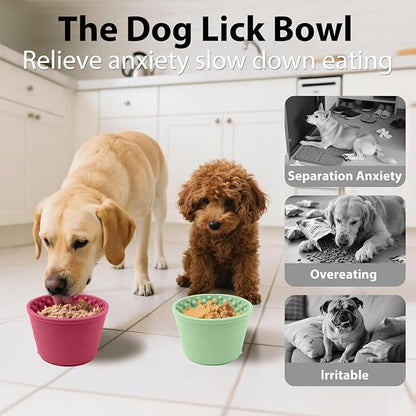 Dog Slow Feeder Lick Bowl - Non-Slip Licking Treat Dispenser for Small Medium Large Dogs, Promotes Anxiety Relief & Prevents Choking, Easy to Clean Feeding Bowl (Wine Red, S)