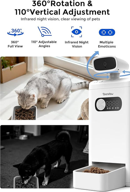 Teendow XLY-M1 Automatic Cat Feeder with Camera, 3.5L Cat Food Dispenser, AI Subscription Pet Feeder 4MP HD Video with Night Vision Timed Feeding Dry Food for Dog APP Control 5G WiFi