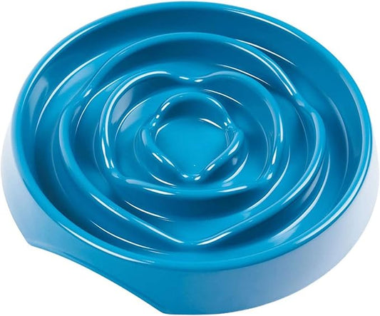 Messy Mutts Interactive Slow Feeder | Puzzle Slow Feeder Dog or Cat Bowl | Enrichment Food Dish to Slow Eating, Prevent Bloating | 8” x 1.3” | 1.75 Cup | Blue
