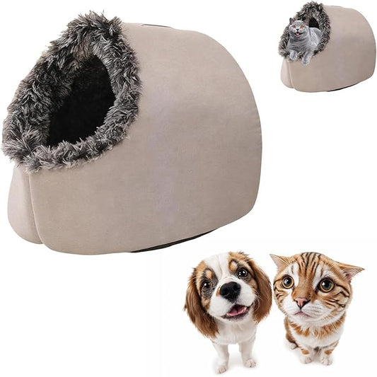 Winter Warm Pet Cave Bed, 2026 New Winter Cozy Cat Tent for Indoor, Soft Plush Cozy Indoor Nest with Non-Slip Bottom for Small Medium Dogs, Cats (Dark Gray, M, 16 * 14 * 13inches)