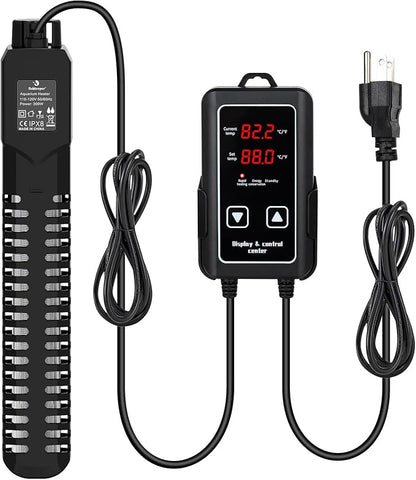 fishkeeper 300W Aquarium Heater, Submersible Fish Tank Heater with Dry-Burn Protection,LED Digital Thermostat,Accurate Temperature Protection for Freshwater and Saltwater 40-75 Gallon