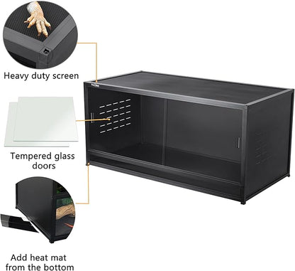 PVC Reptile Enclosure 48"x24"x24" Space Efficient Reptile Terrarium 120 Gallon Large Tank for Bearded Dragon Lizard Snake, Wide Breeding Vivarium Area with Sliding Glass Doors Combination Lock