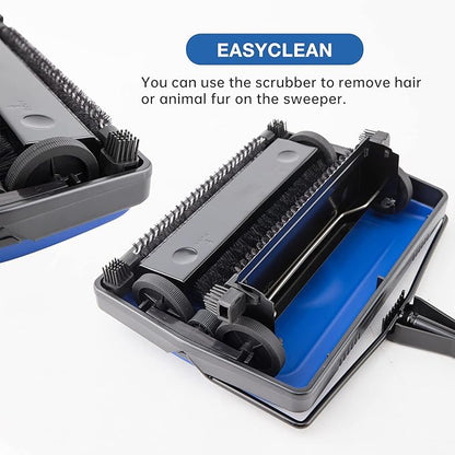 Yocada Carpet Sweeper Cleaner for Home Office Low Carpets Rugs Undercoat Carpets Pet Hair Dust Scraps Paper Small Rubbish Cleaning with a Brush Dark Blue