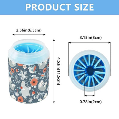 Dog Paw Cleaner Cups for Dogs Pets Foot Washer Paw Scrubber for Medium Small Cats Dogs Cleaning Cup Blue Bear Poppy and Hummingbird