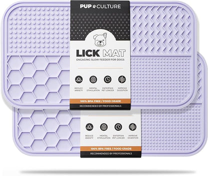 Pup Culture Dog Lick Mat for Dogs (2 Pack), Feeding Pad for Anxious Pets Plus 4 Different Puzzles for Mental Stimulation for Dogs - Supports Mental, Dental, and Digestive Health - Heavy Duty