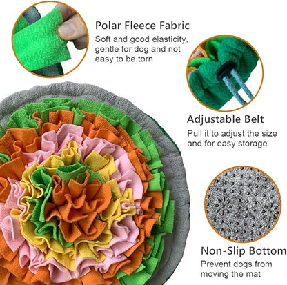 Snuffle Mat for Dogs, Interactive Foraging Puzzle Blanket, Nosework Feeding Bowl Sniffing Pad for Cats Puppies Small Medium Pets